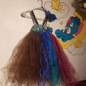 Peacock tutu dress costumefor  fall flower girl birthday picture time
